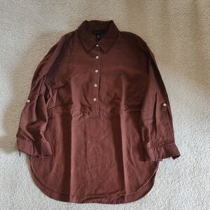 Tahari Casual Button Down Shirt - Rich Brown